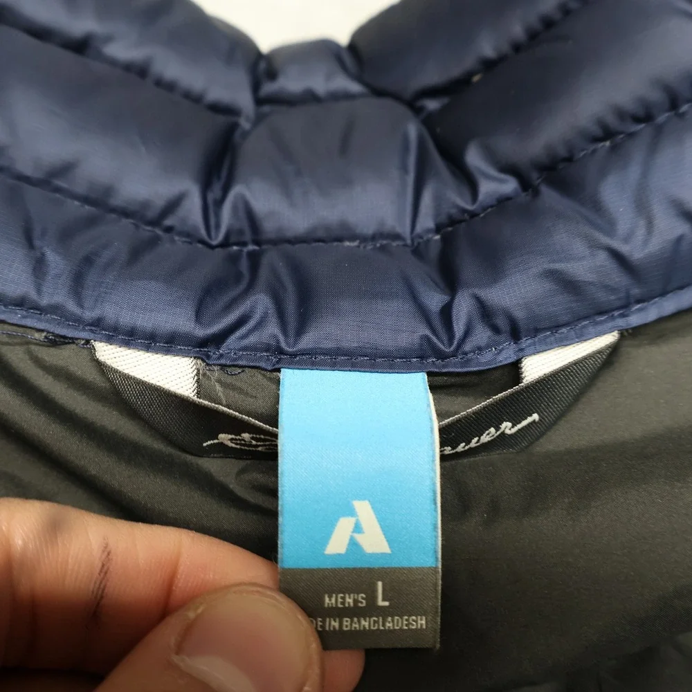 Eddie Bauer Down Vest‎ Mens Large Blue EB800 Puffer Quilted Outdoor Insulated